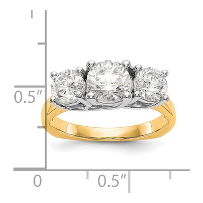 14K Two-Tone Gold 3-Stone Ring Mounting – view 4