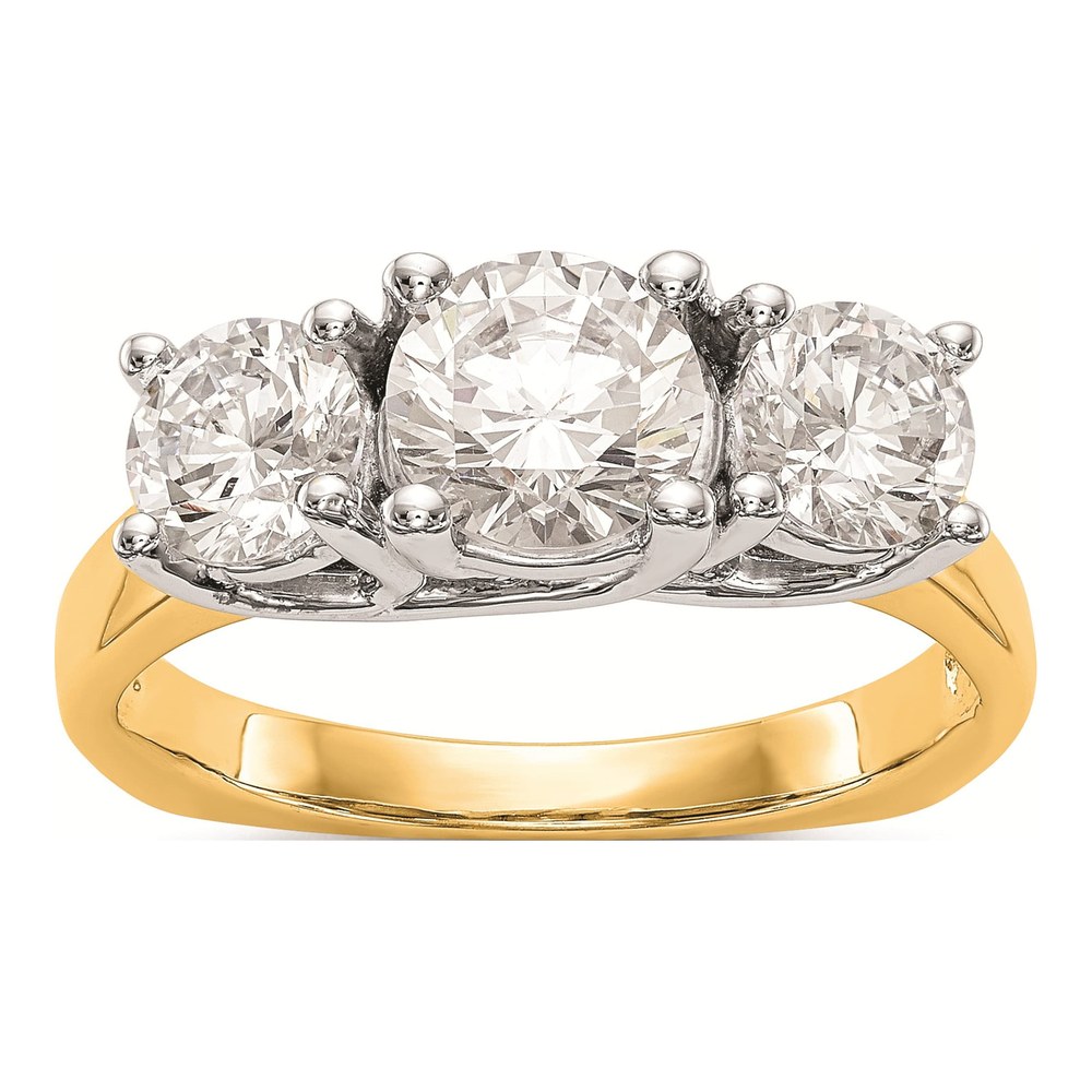 14K Two-Tone 3-Stone Engagement Ring Mounting