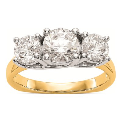 14K Two-Tone Gold 3-Stone Ring Mounting