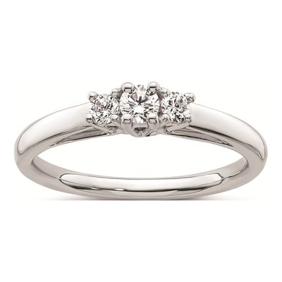 14K White Gold 3-Stone Engagement Ring Mounting