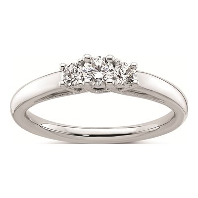 14K White Gold 3-Stone Engagement Ring Mounting