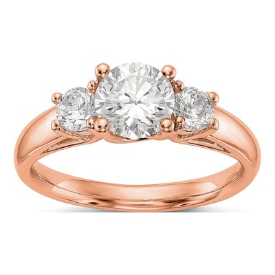 14K Rose Gold 3-Stone Engagement Ring Mounting