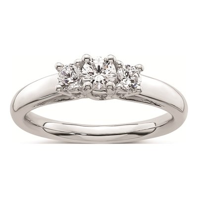 14K White Gold 3-Stone Engagement Ring Mounting