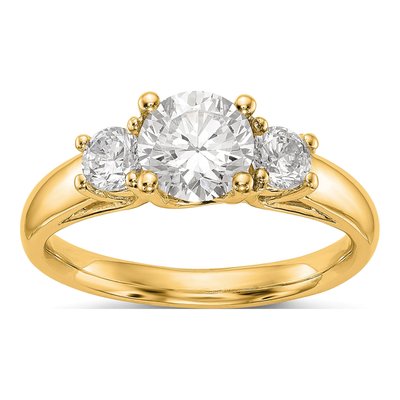 14K Yellow Gold 3-Stone Engagement Ring Mounting
