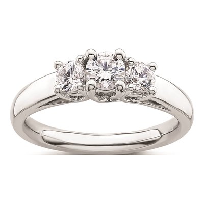 14K White Gold 3-Stone Engagement Ring Mounting