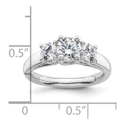 14K White Gold 3-Stone Engagement Ring Mounting – view 8