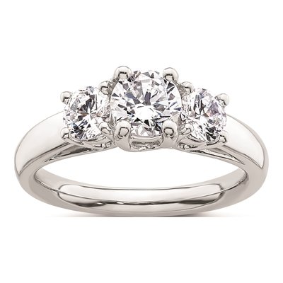 14K White Gold 3-Stone Engagement Ring Mounting
