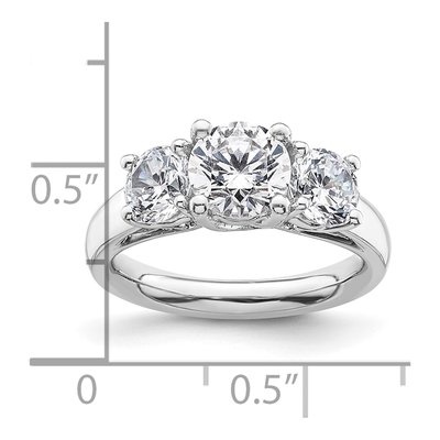 14K White Gold 3-Stone Engagement Ring Mounting – view 8