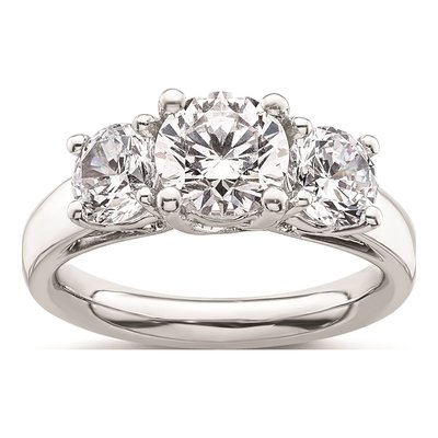 14K White Gold 3-Stone Engagement Ring Mounting