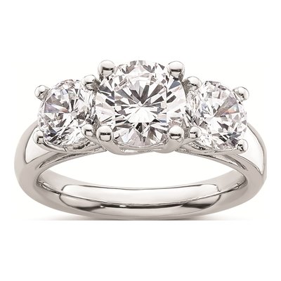 14K White Gold 3-Stone Engagement Ring Mounting
