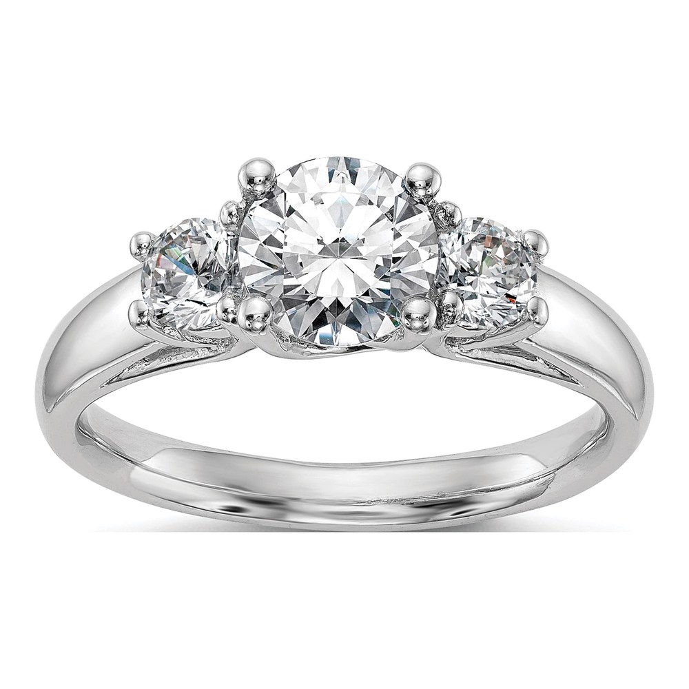 14K White Gold 3-Stone Engagement Ring Mounting
