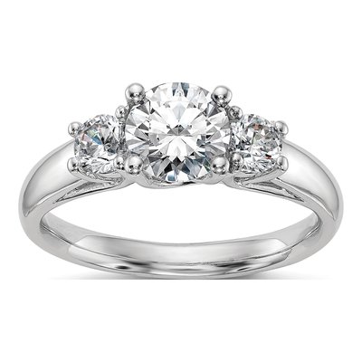 14K White Gold 3-Stone Ring Mounting