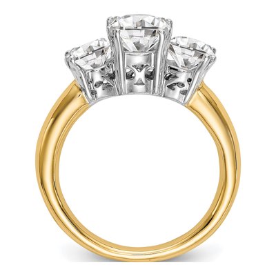 14K Two-Tone Gold 3-Stone Engagement Ring Mounting – view 3