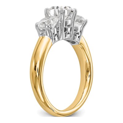 14K Two-Tone Gold 3-Stone Engagement Ring Mounting – view 7
