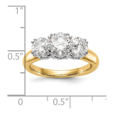14K Two-Tone Gold 3-Stone Engagement Ring Mounting – view 8
