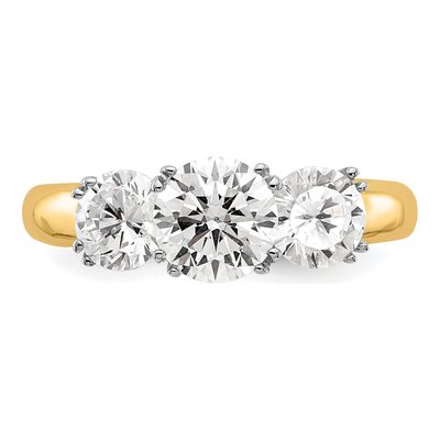 14K Two-Tone Gold Diamond 3-Stone Setting Engagement Ring Semi-Mount – view 5
