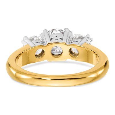 14K Two-Tone Gold Diamond 3-Stone Setting Engagement Ring Semi-Mount – view 6