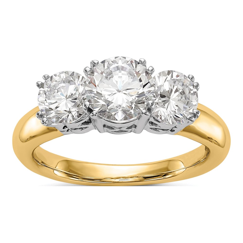 14K Two-Tone Diamond 3-Stone Engagement Ring Setting