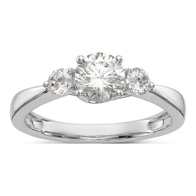14K White Gold 3-Stone Engagement Ring Mounting