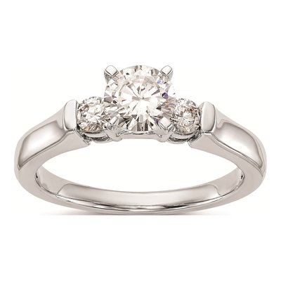 14K White Gold 3-Stone Engagement Ring Mounting