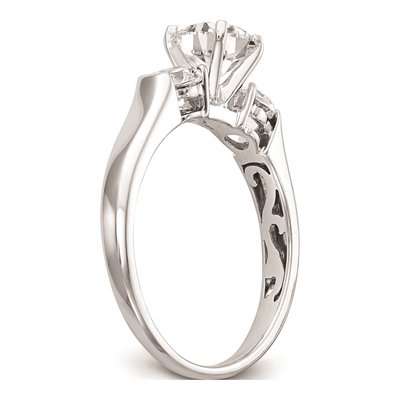 14K White Gold 3-Stone Engagement Ring Mounting – view 7