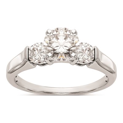 14K White Gold 3-Stone Engagement Ring Mounting