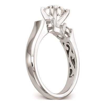 14K White Gold 3-Stone Engagement Ring Mounting – view 6