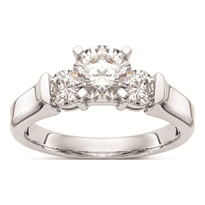 14K White Gold 3-Stone Engagement Ring Mounting