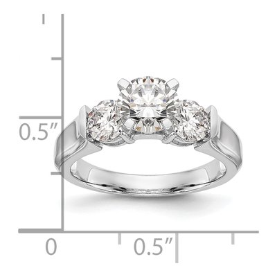 14K White Gold 3-Stone Engagement Ring Mounting – view 7