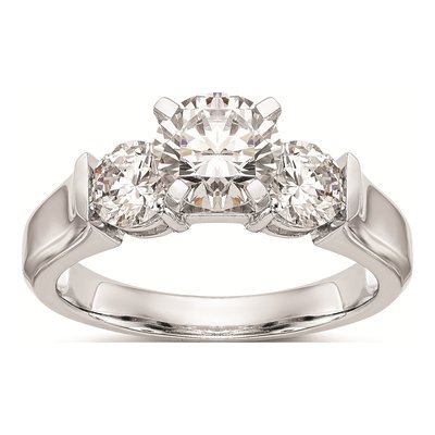 14K White Gold 3-Stone Engagement Ring Mounting
