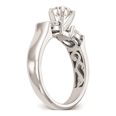 14K White Gold 3-Stone Engagement Ring Mounting – view 7