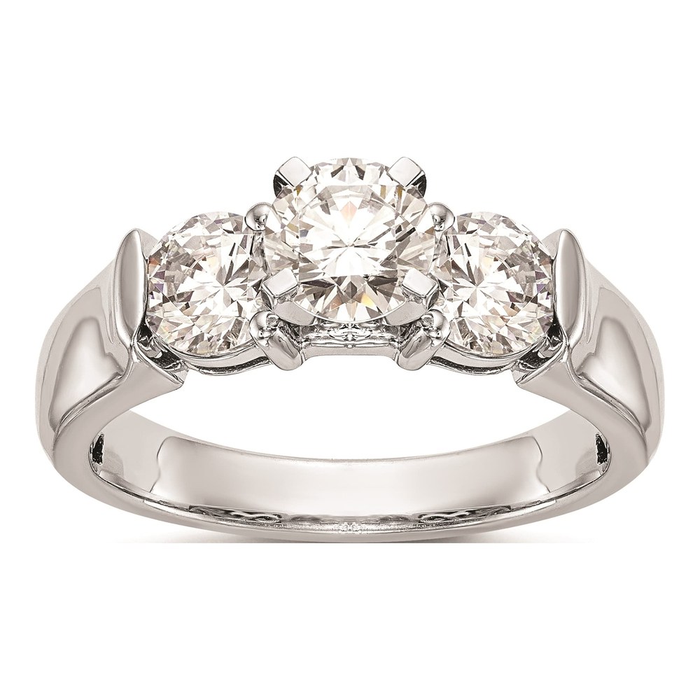 14K White Gold 3-Stone Engagement Ring Mounting