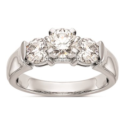 14K White Gold 3-Stone Engagement Ring Mounting