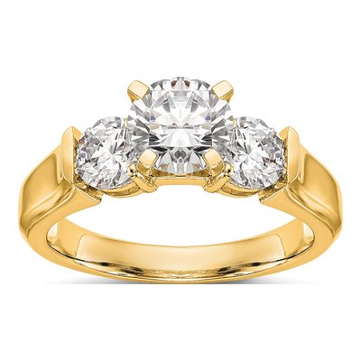 14K Yellow Gold 3-Stone Engagement Ring Mounting