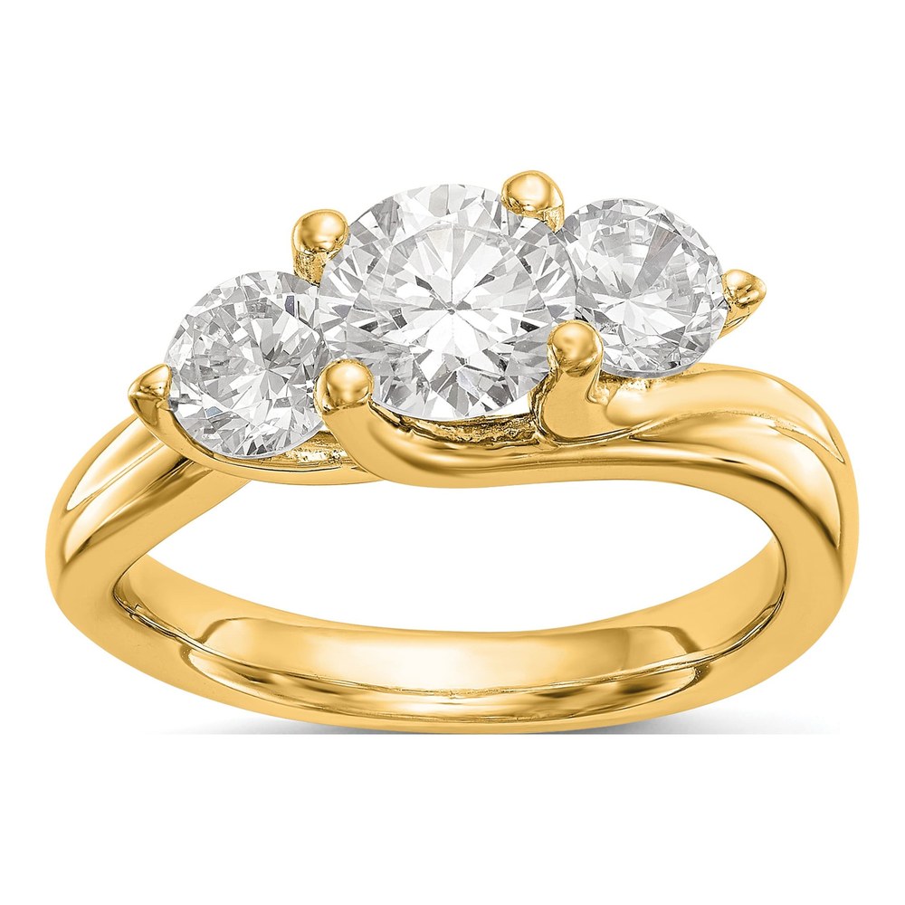 14K Yellow Gold 3-Stone Engagement Ring Mounting
