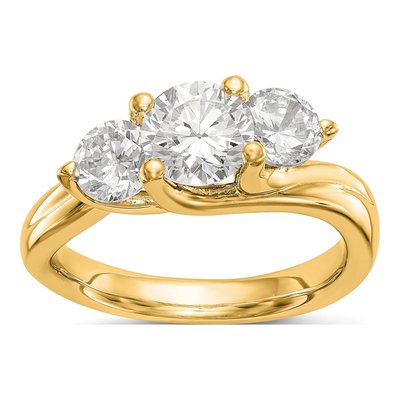 14K Yellow Gold 3-Stone Engagement Ring Mounting