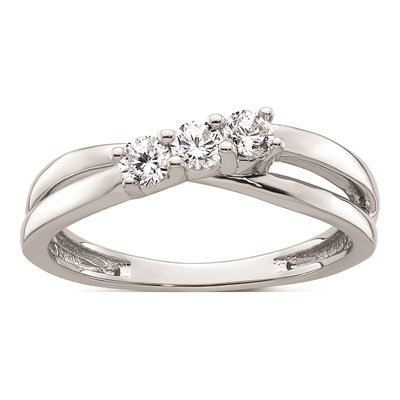 14K White Gold Diamond 3-Stone Engagement Ring Mounting