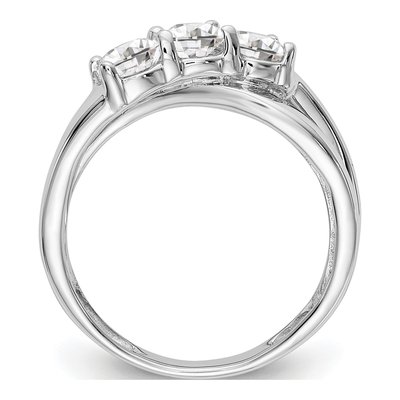 14K White Gold Diamond 3-Stone Setting Engagement Ring Semi-Mount – view 2