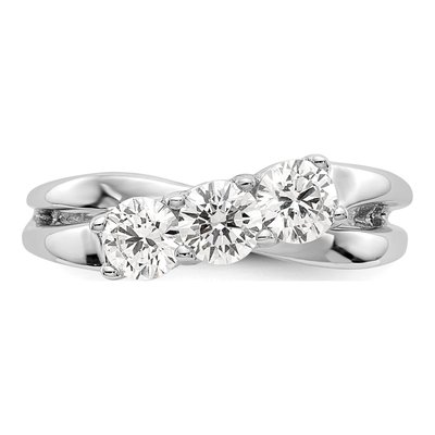 14K White Gold Diamond 3-Stone Setting Engagement Ring Semi-Mount – view 4