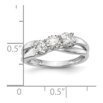 14K White Gold Diamond 3-Stone Setting Engagement Ring Semi-Mount – view 7