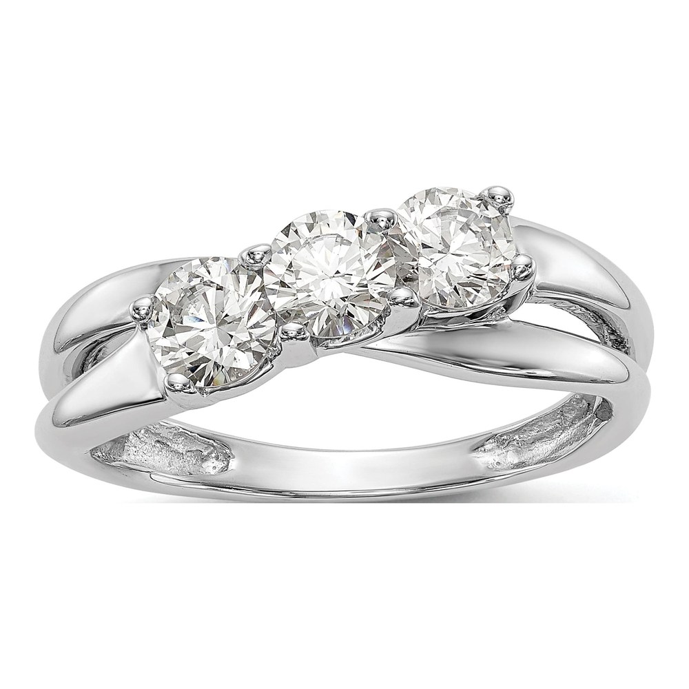 14K White Gold Diamond 3-Stone Setting Engagement Ring Semi-Mount