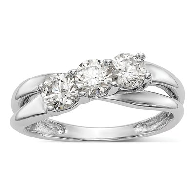 14K White Gold Diamond 3-Stone Setting Engagement Ring Semi-Mount