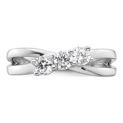14K White Gold Lab-Grown Diamond 3-Stone Engagement Ring Semi-Mount – view 4