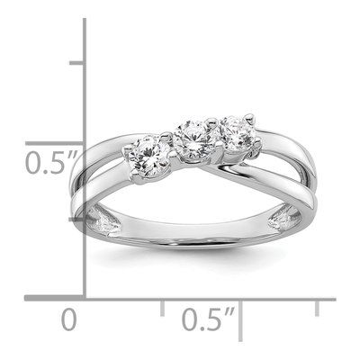 14K White Gold Lab-Grown Diamond 3-Stone Engagement Ring Semi-Mount – view 7