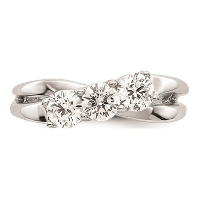 14K White Gold Diamond 3-Stone Engagement Ring Mounting – view 5