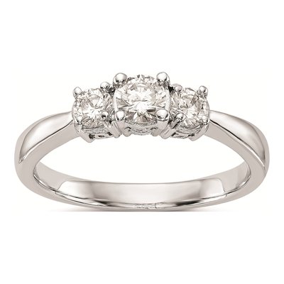 14K White Gold 3-Stone Engagement Ring Mounting