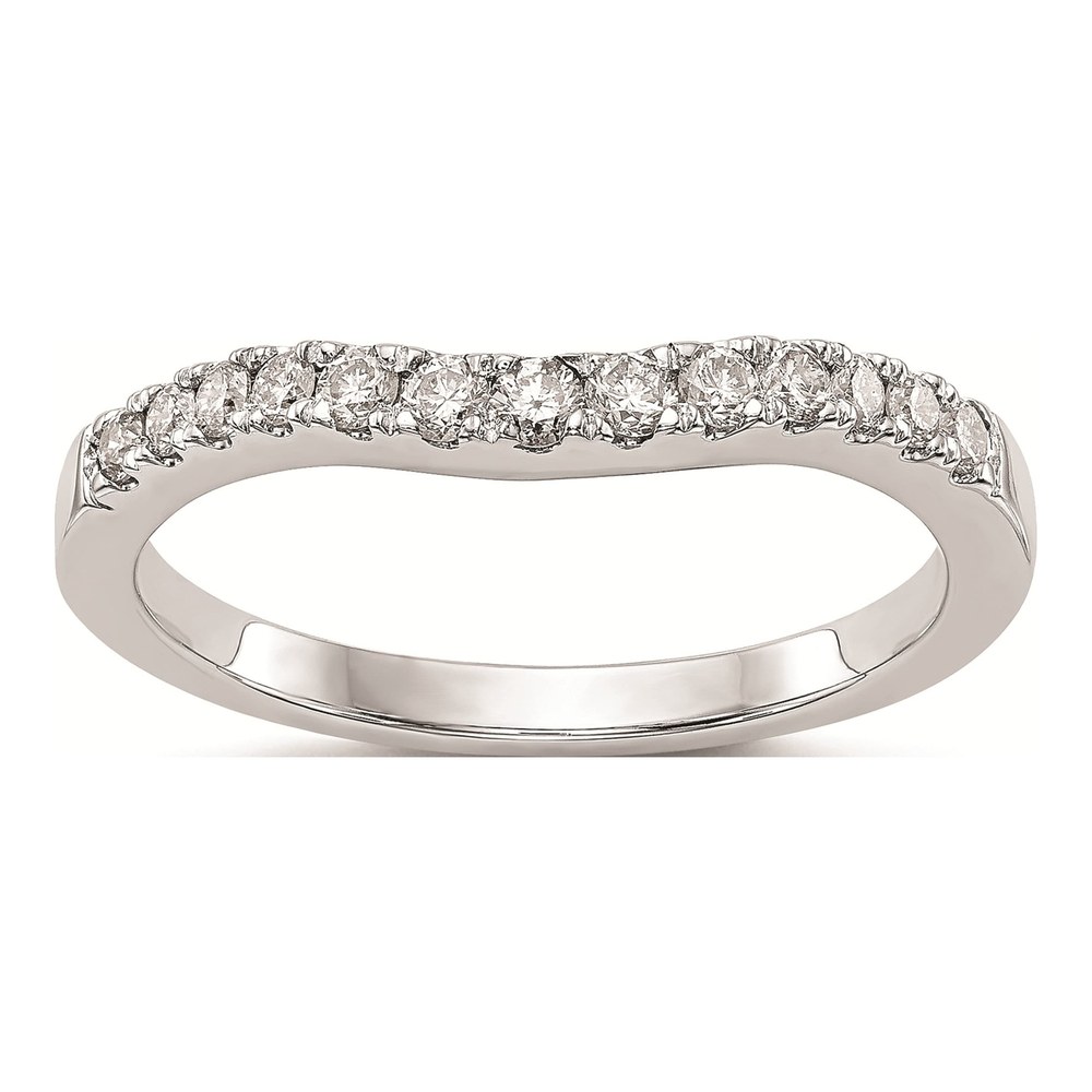 14K White Gold Diamond Contoured Wedding Band