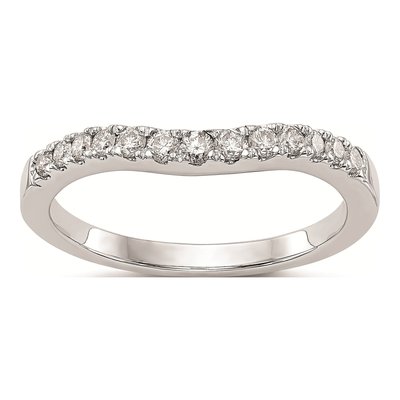 14K White Gold Diamond Contoured Wedding Band