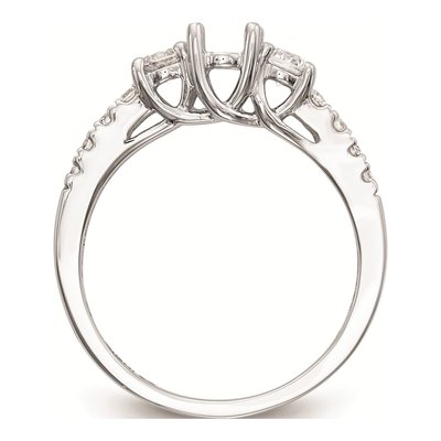 14K White Gold 3-Stone Engagement Ring Mounting – view 2