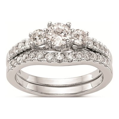 14K White Gold 3-Stone Engagement Ring Mounting – view 7